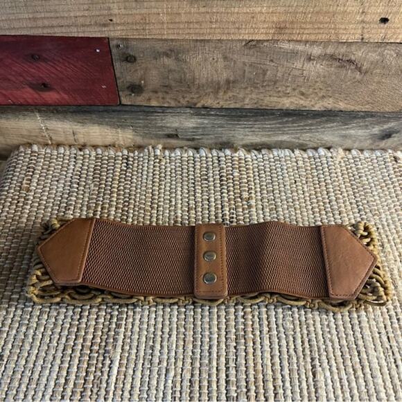 Charming Charlie Tan Woven Stretch Belt‎ Size S/M - Picture 2 of 9